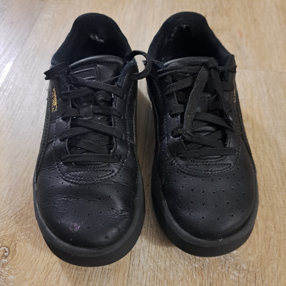 Black Leather Low-Top Sneakers